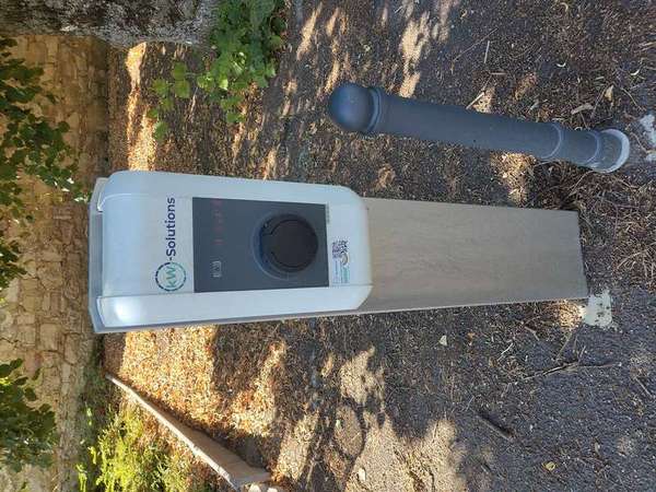 Public pedestal-style EV charging station